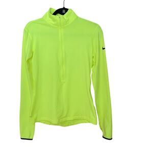 Nike Dri-Fit 1/2 Zip Running Jacket Neon Yellow Womens Medium 695578-702